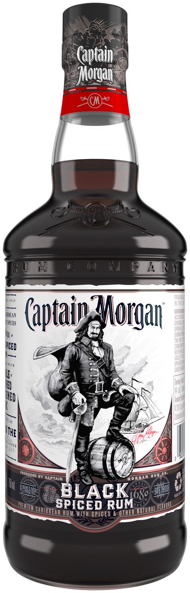 slide 1 of 3, Captain Morgan Black Spiced Rum, 750 ml