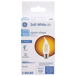 Ge Led 60w Bent Tip Med Clear - 2 CT