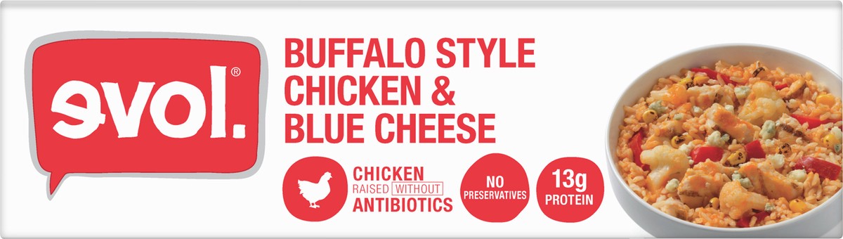 slide 4 of 12, EVOL Evol Buffalo Style Chicken & Blue Cheese, Gluten Free, Single Serve Frozen Meal, 9 oz., 9 oz