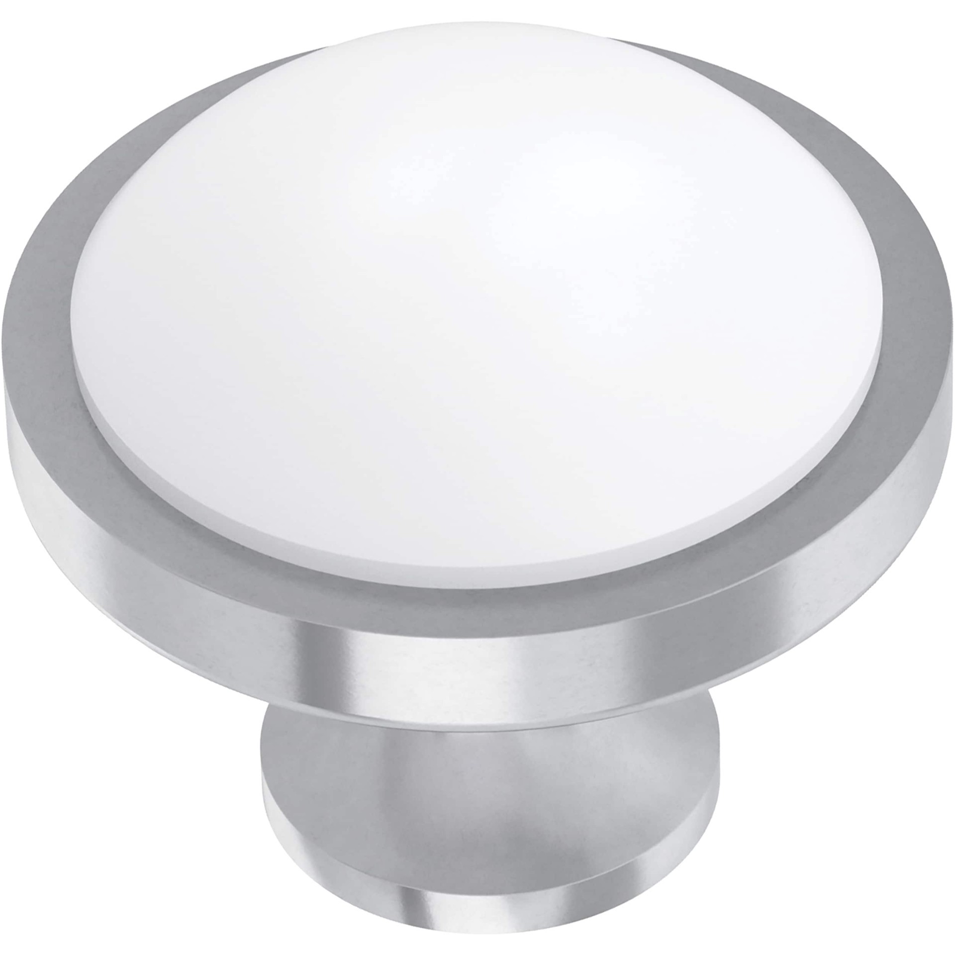 slide 1 of 6, allen + roth Charles 1-3/8-in Chrome and White Round Traditional Cabinet Knob, 1 ct