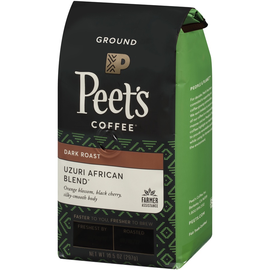 slide 3 of 6, Peet's Uzuri African Blend Dark Roast Ground Coffee - 10.5 oz, 10.5 oz