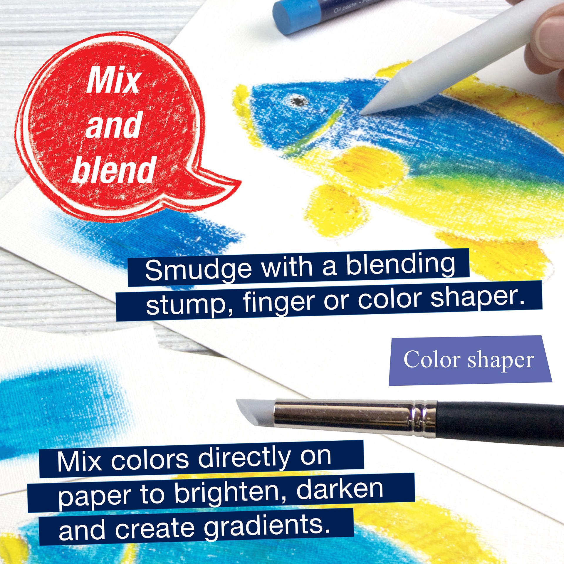 slide 4 of 5, Faber-Castell Oil Pastel Art Set, 6 sheets of paper