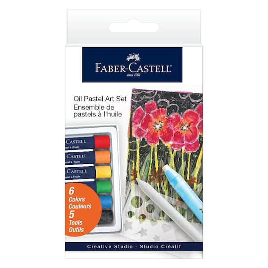 slide 1 of 5, Faber-Castell Oil Pastel Art Set, 6 sheets of paper