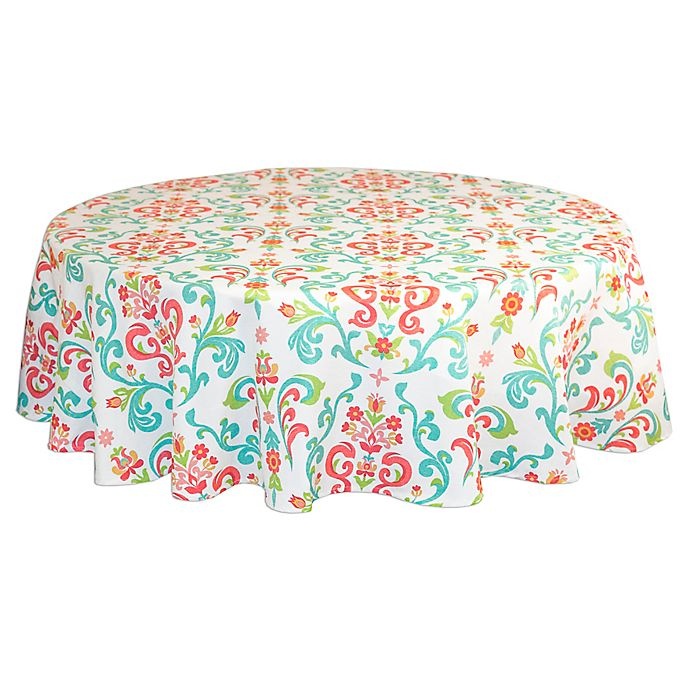 slide 1 of 1, Destination Summer Odesa Round Indoor/Outdoor Tablecloth, 70 in