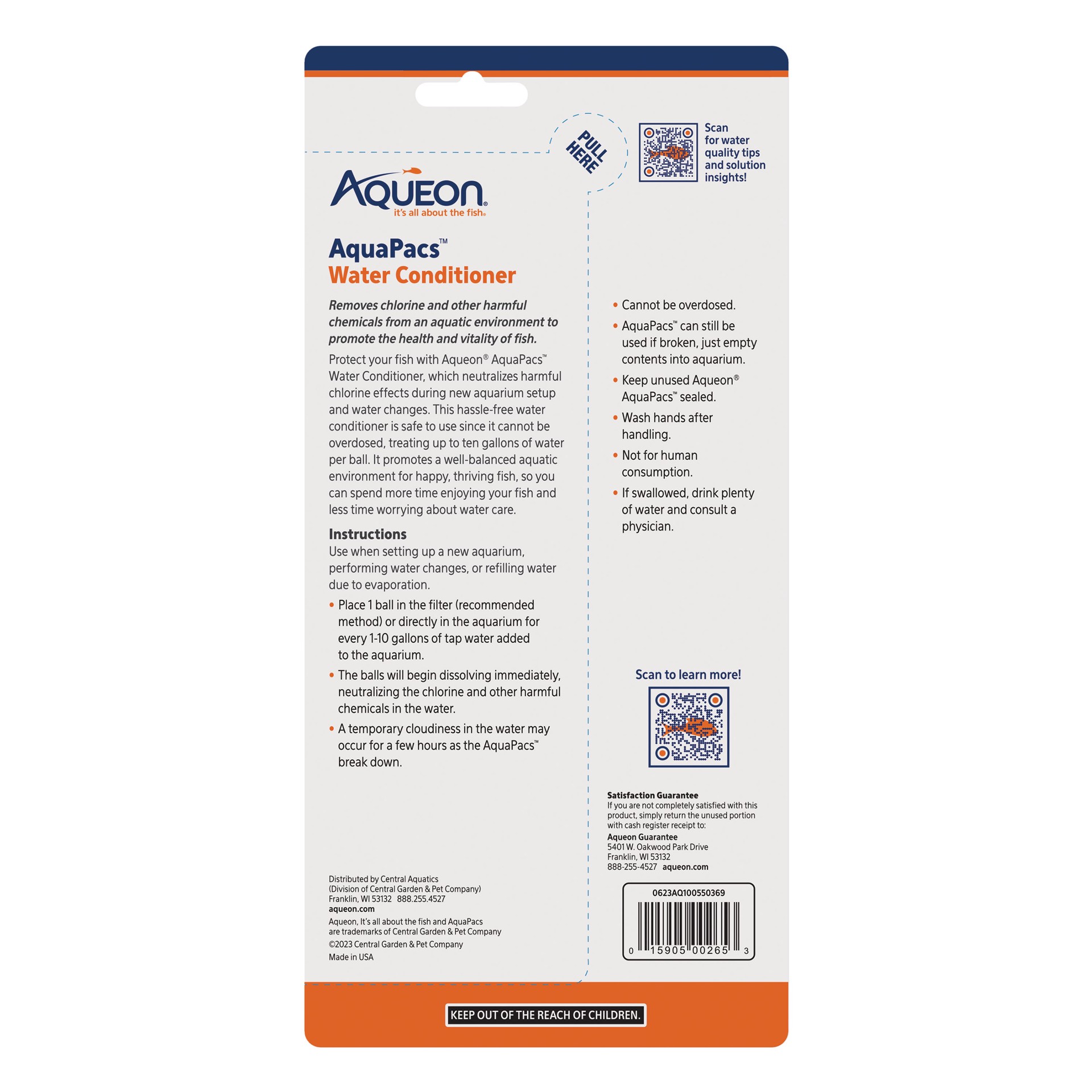 slide 9 of 10, Aqueon AquaPacs Water Conditioner 12 Pack, 10 Gallon, 1 ct