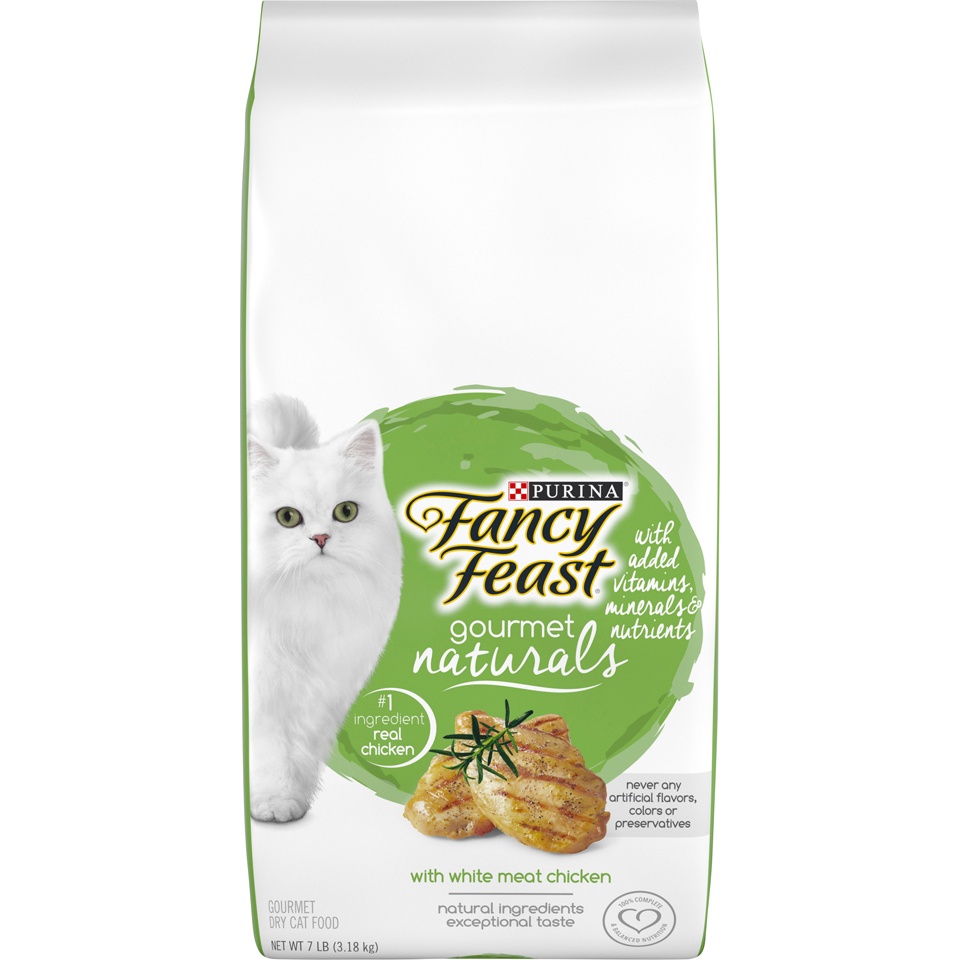 slide 1 of 1, Purina Fancy Feast Gourmet Naturals With White Meat Chicken Plus Vitamins & Minerals Dry Cat Food, 7 lb