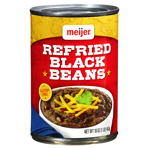 slide 1 of 1, Meijer Refried Black Beans, 16 oz