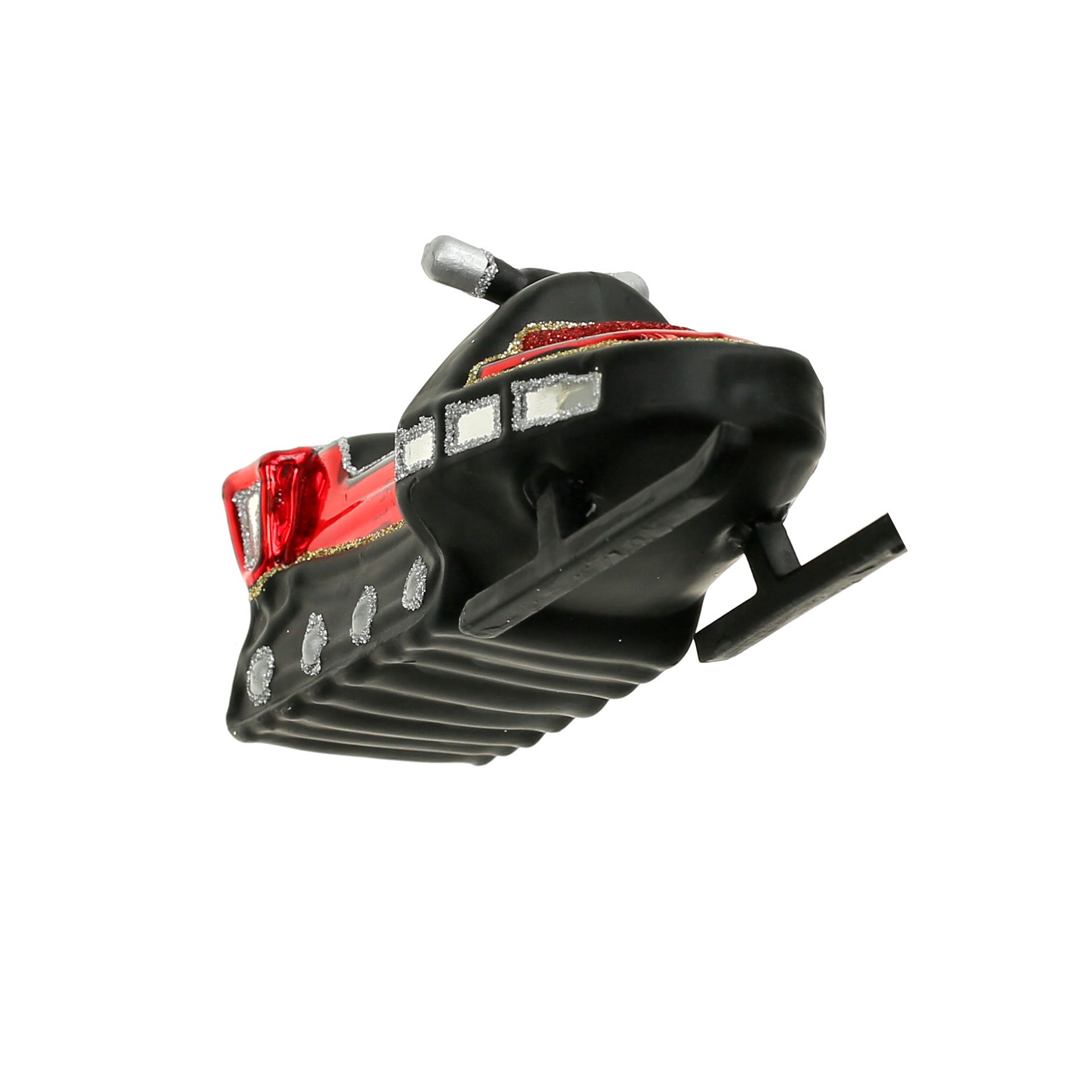 slide 3 of 3, 5" Black & Red Glass Snowmobile Ornament By Ashland, 4.95 in x 1.8 in x 2.16 in