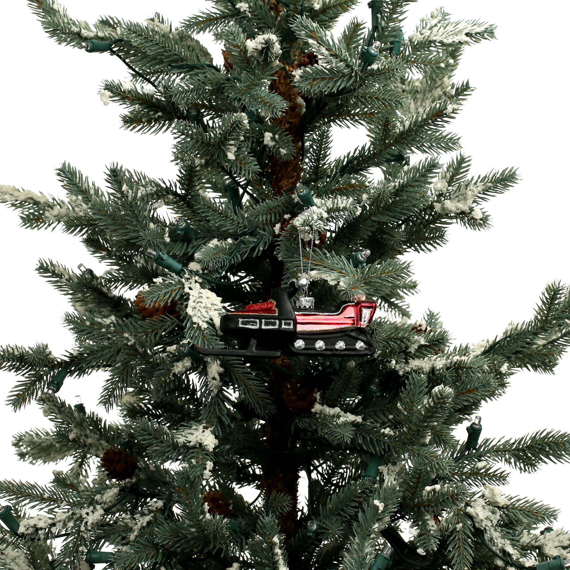 slide 2 of 3, 5" Black & Red Glass Snowmobile Ornament By Ashland, 4.95 in x 1.8 in x 2.16 in