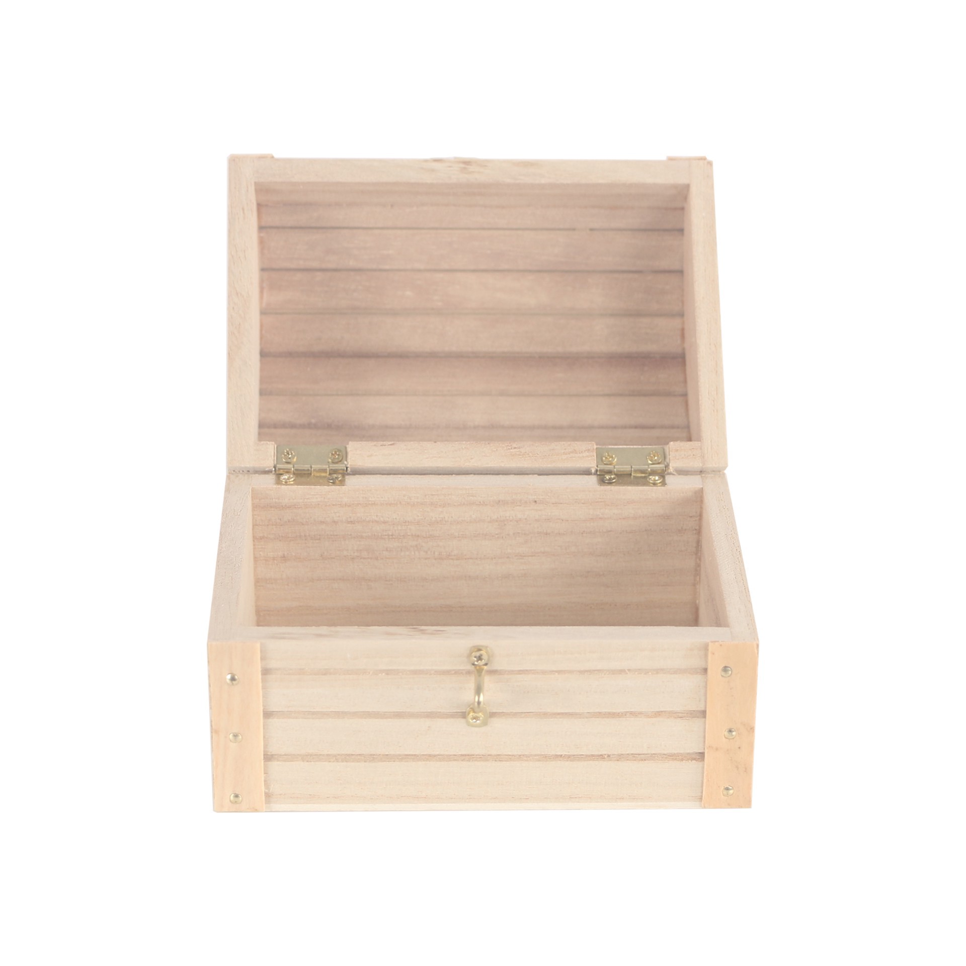 slide 2 of 3, 5" Wood Treasure Chest By Make Market, 5.12 in x 3.43 in x 3.54 in