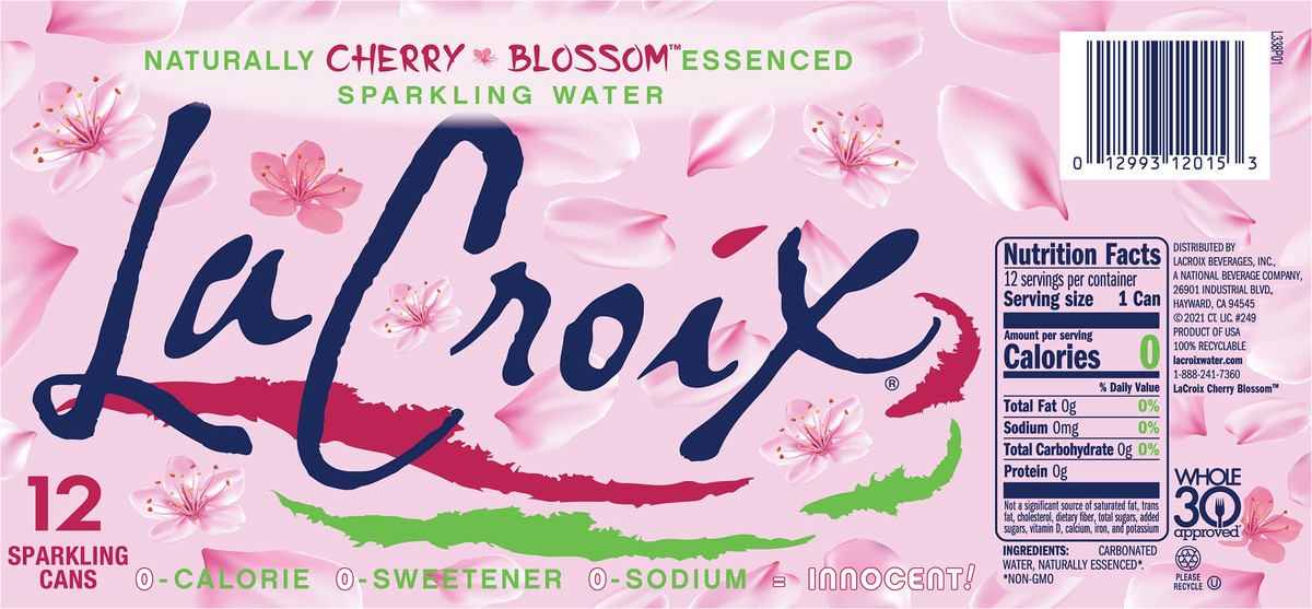 slide 2 of 11, La Croix Cherry Blossom - 144 fl oz, 1 ct