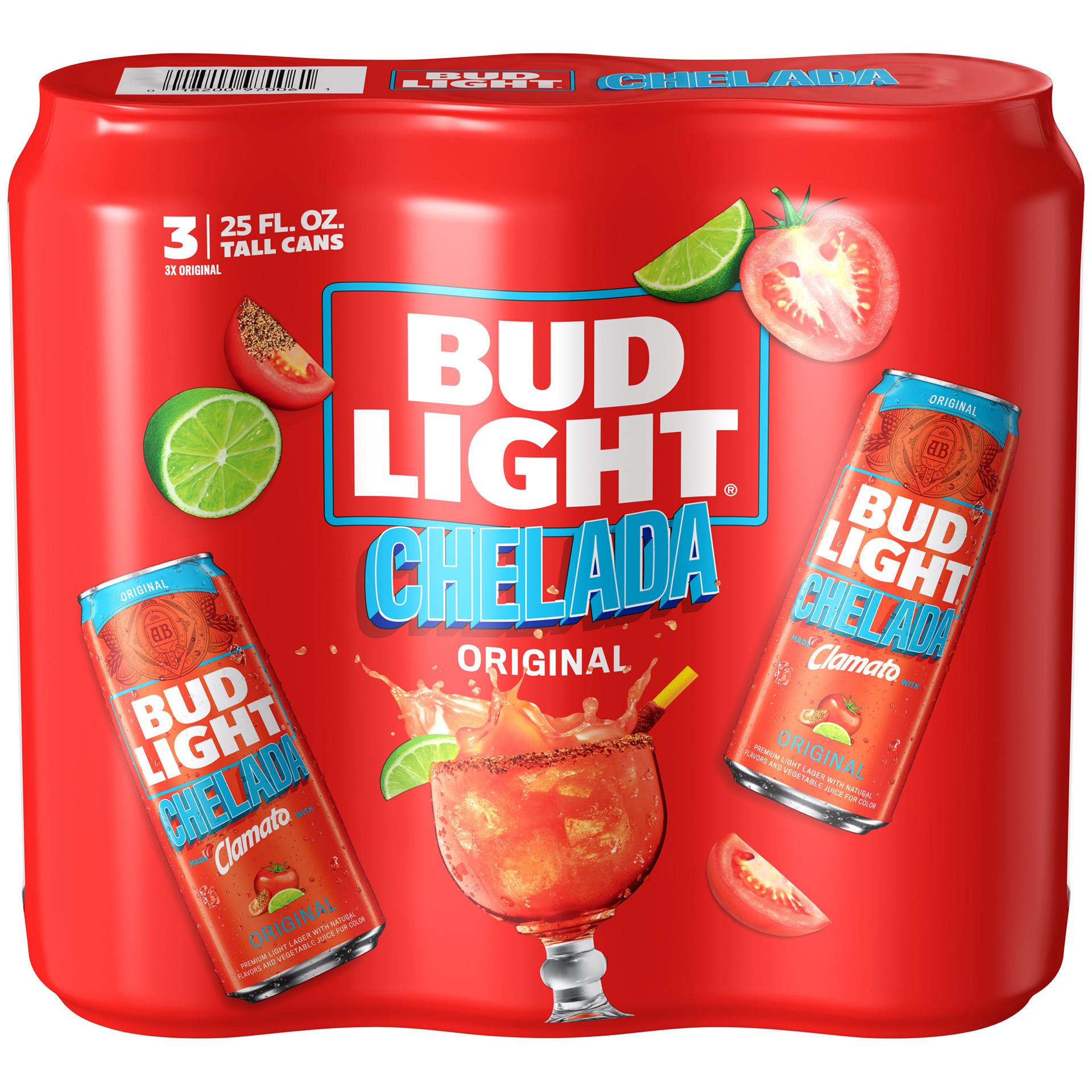 slide 2 of 3, Bud Light Original Chelada American Lager Beer 3 Pack, 25 fl oz Cans, 75 fl oz