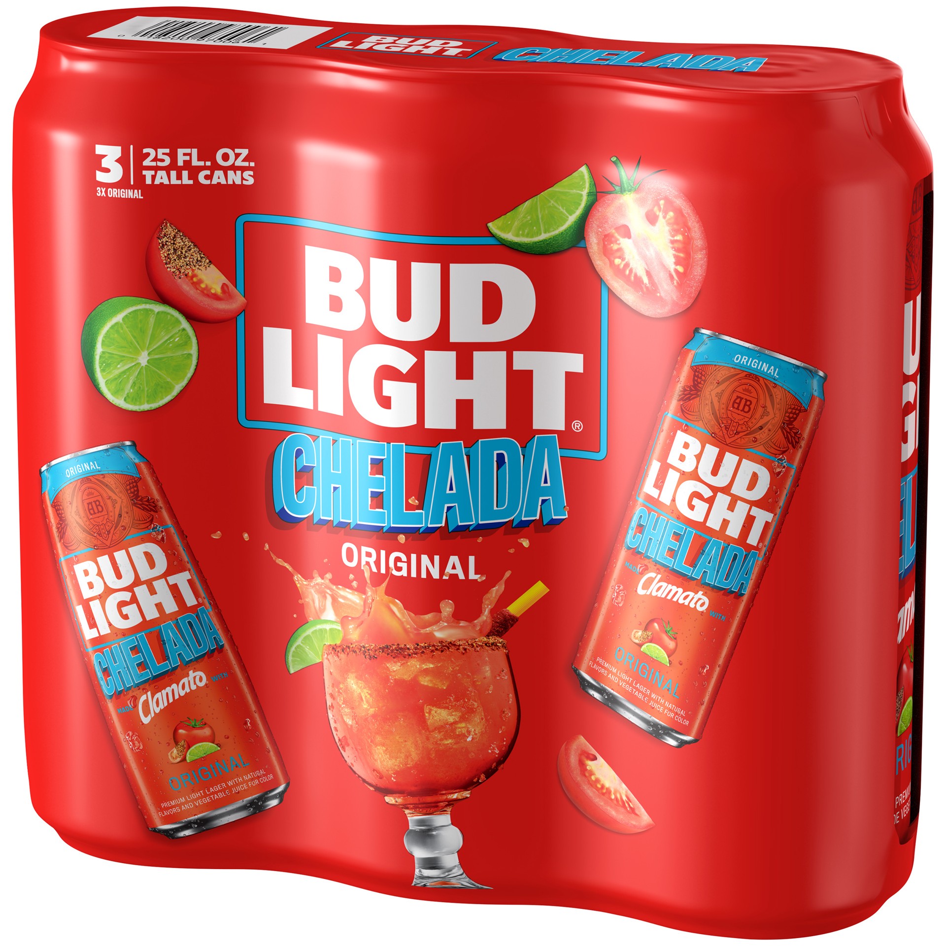 slide 3 of 3, Bud Light Original Chelada American Lager Beer 3 Pack, 25 fl oz Cans, 75 fl oz