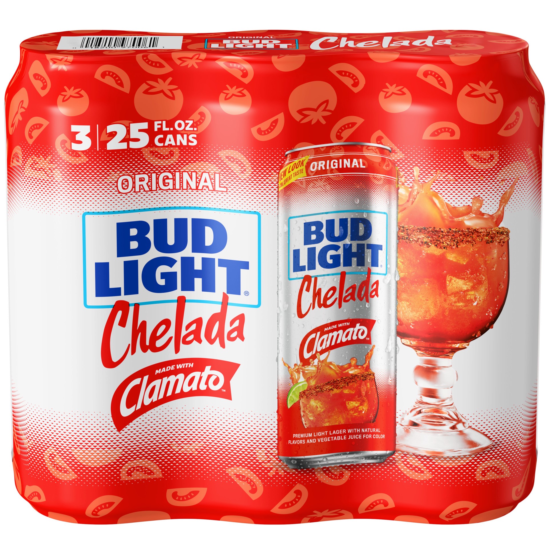 slide 1 of 3, Bud Light Original Chelada American Lager Beer 3 Pack, 25 fl oz Cans, 75 fl oz