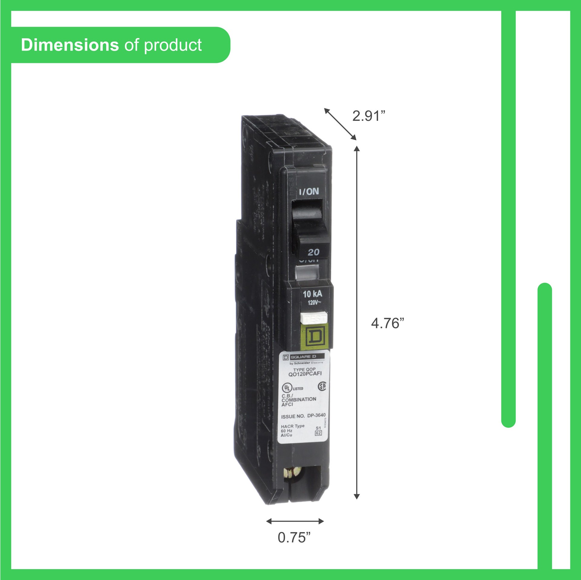 slide 3 of 5, Square D QO 20-amp 1 -Pole Combination arc fault Circuit Breaker, 1 ct