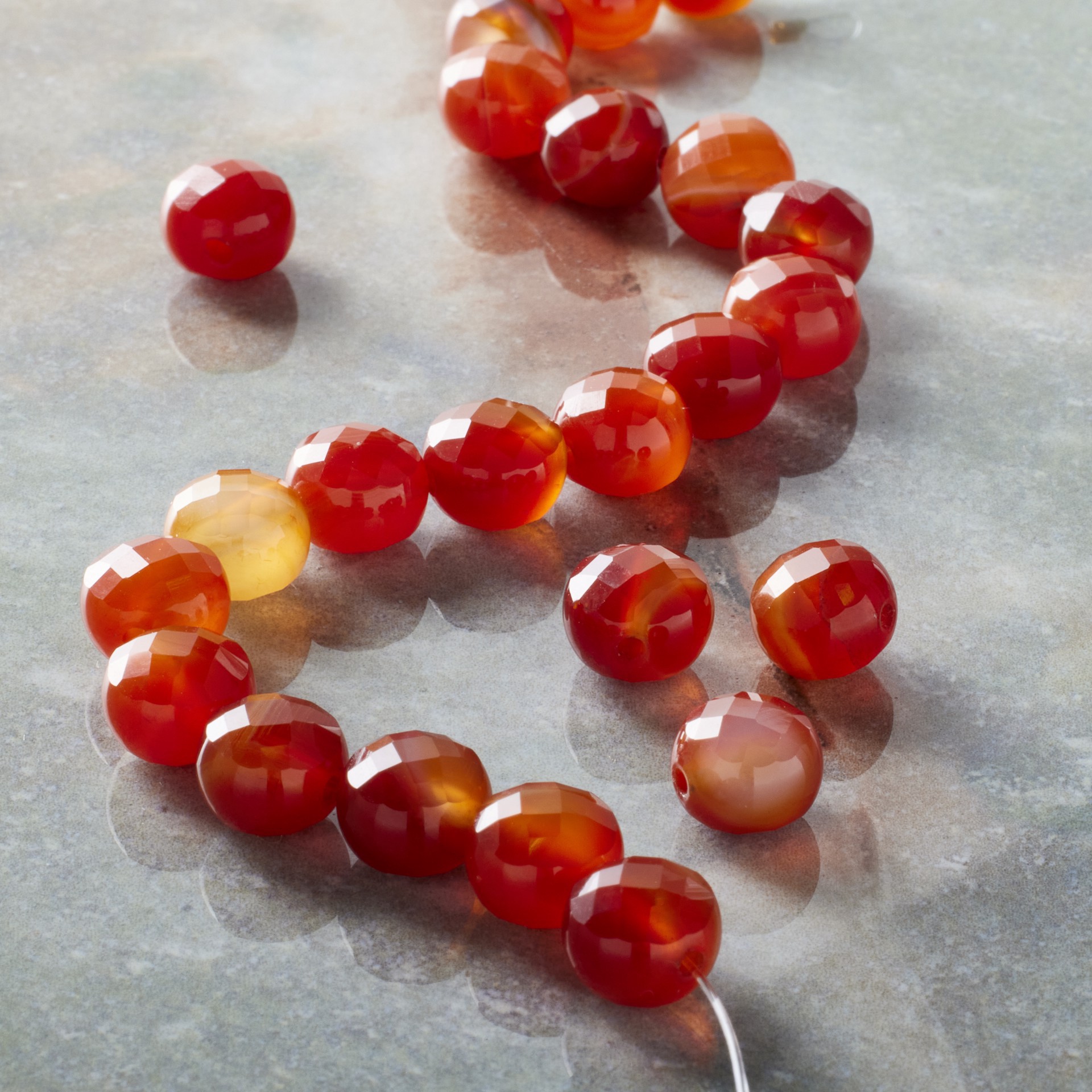 slide 3 of 3, Red Faceted Agate Round Coin Beads, 8mm By Bead Landing, 8mm
