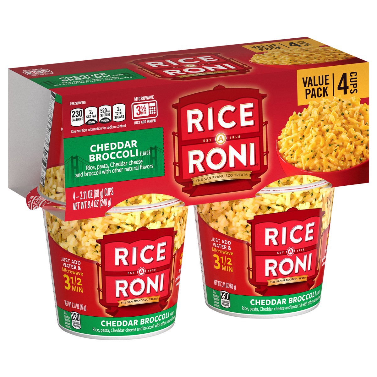 slide 8 of 10, Rice-A-Roni Rice, Cheddar Broccoli Flavor, Value Pack, 4 ct; 2.11 oz