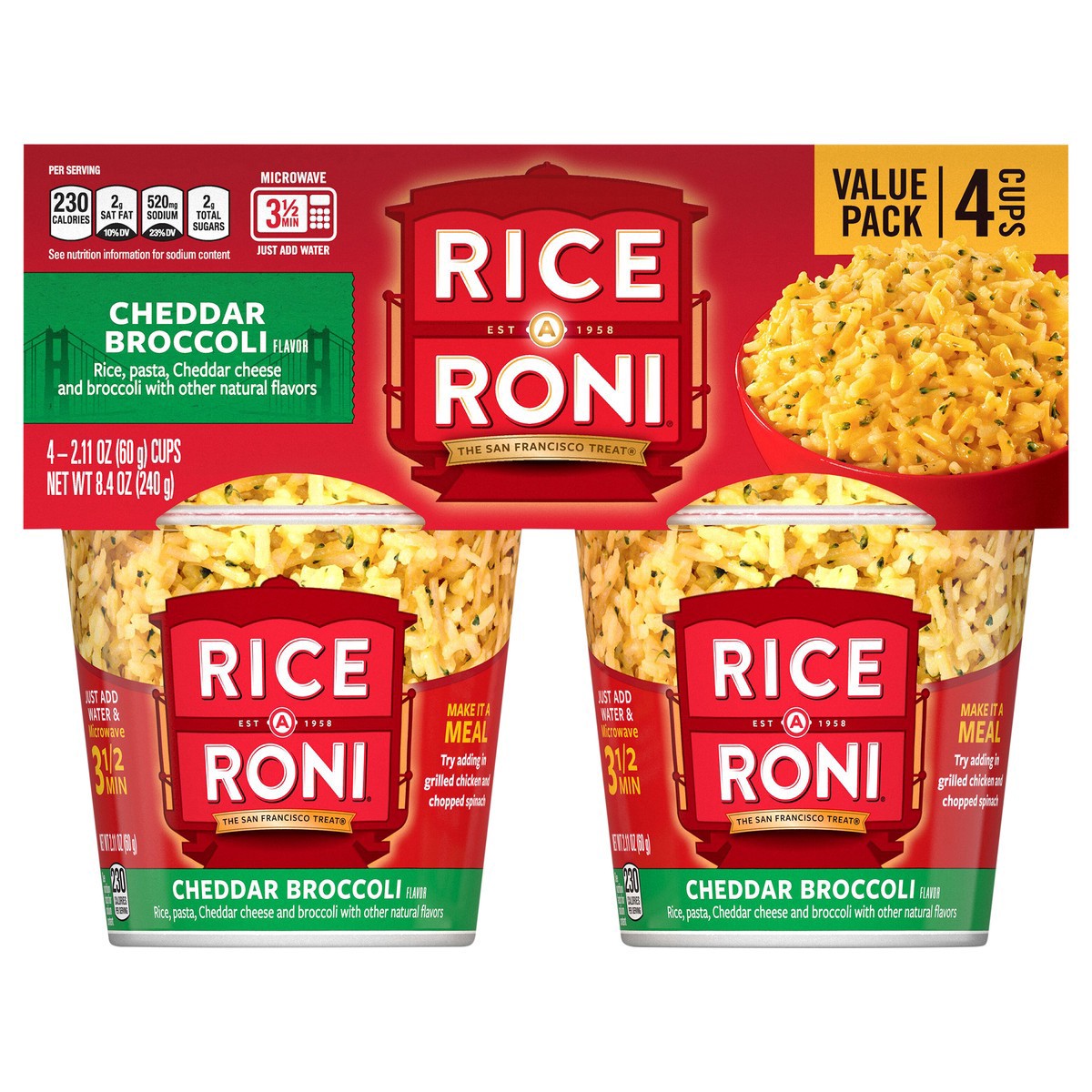 slide 6 of 10, Rice-A-Roni Rice, Cheddar Broccoli Flavor, Value Pack, 4 ct; 2.11 oz