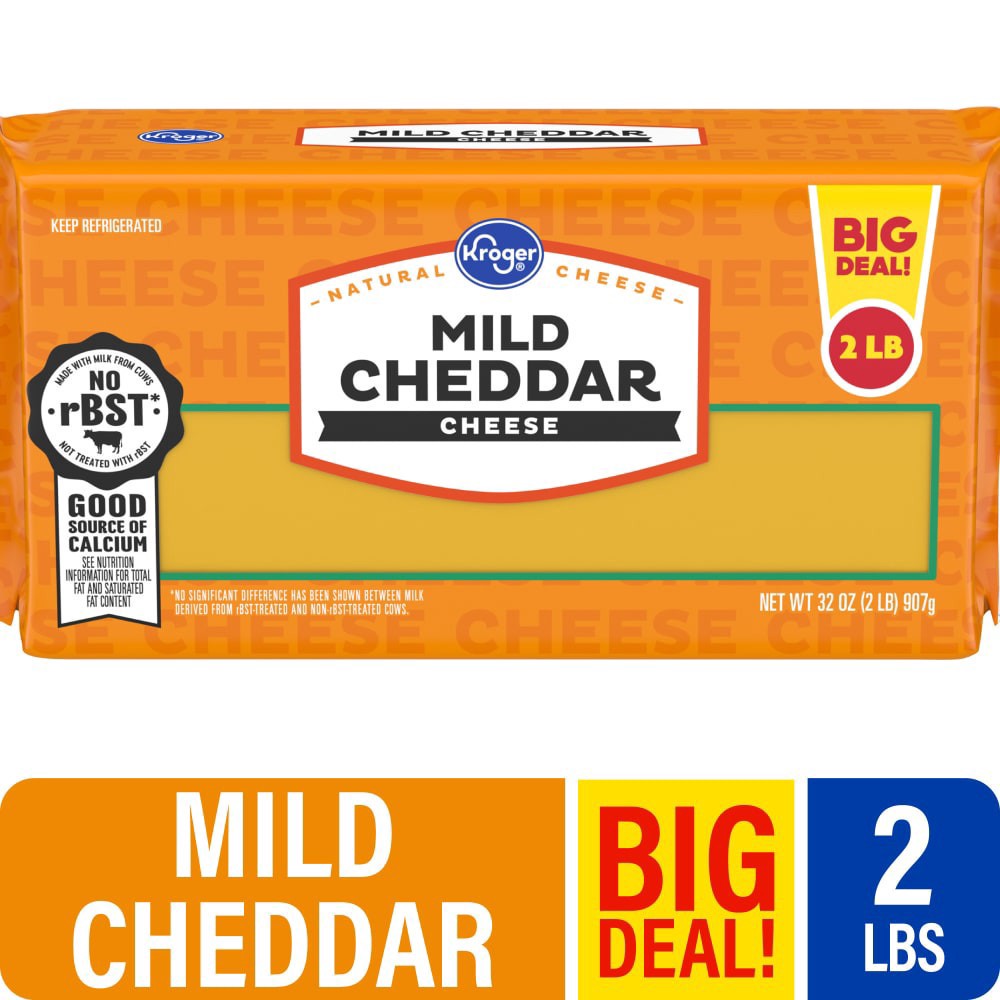 slide 3 of 4, Kroger Mild Cheddar Cheese Bar, 32 oz