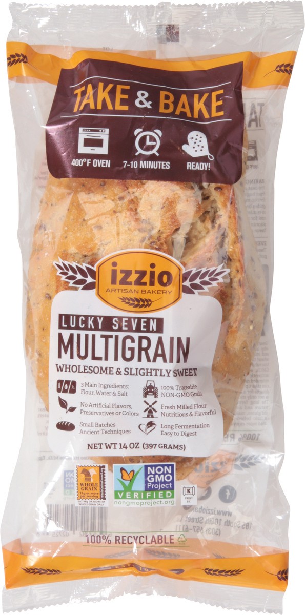 slide 12 of 14, Izzio Artisan Bakery Lucky Seven Multigrain Bread 14 oz, 14 oz