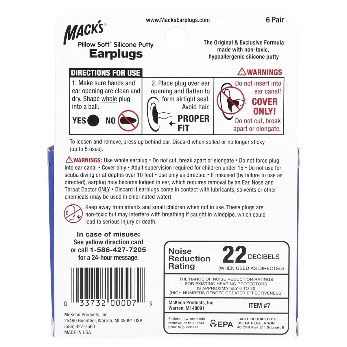 slide 2 of 2, Mack's Earplugs 6 ea, 6 ct