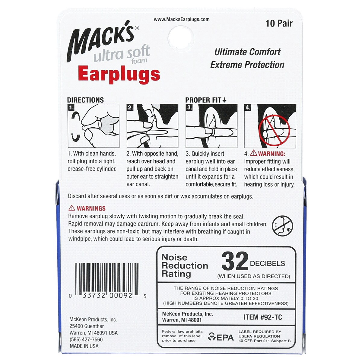 slide 2 of 2, Mack's Ultra SafeSound Foam Earplugs, 10 pair