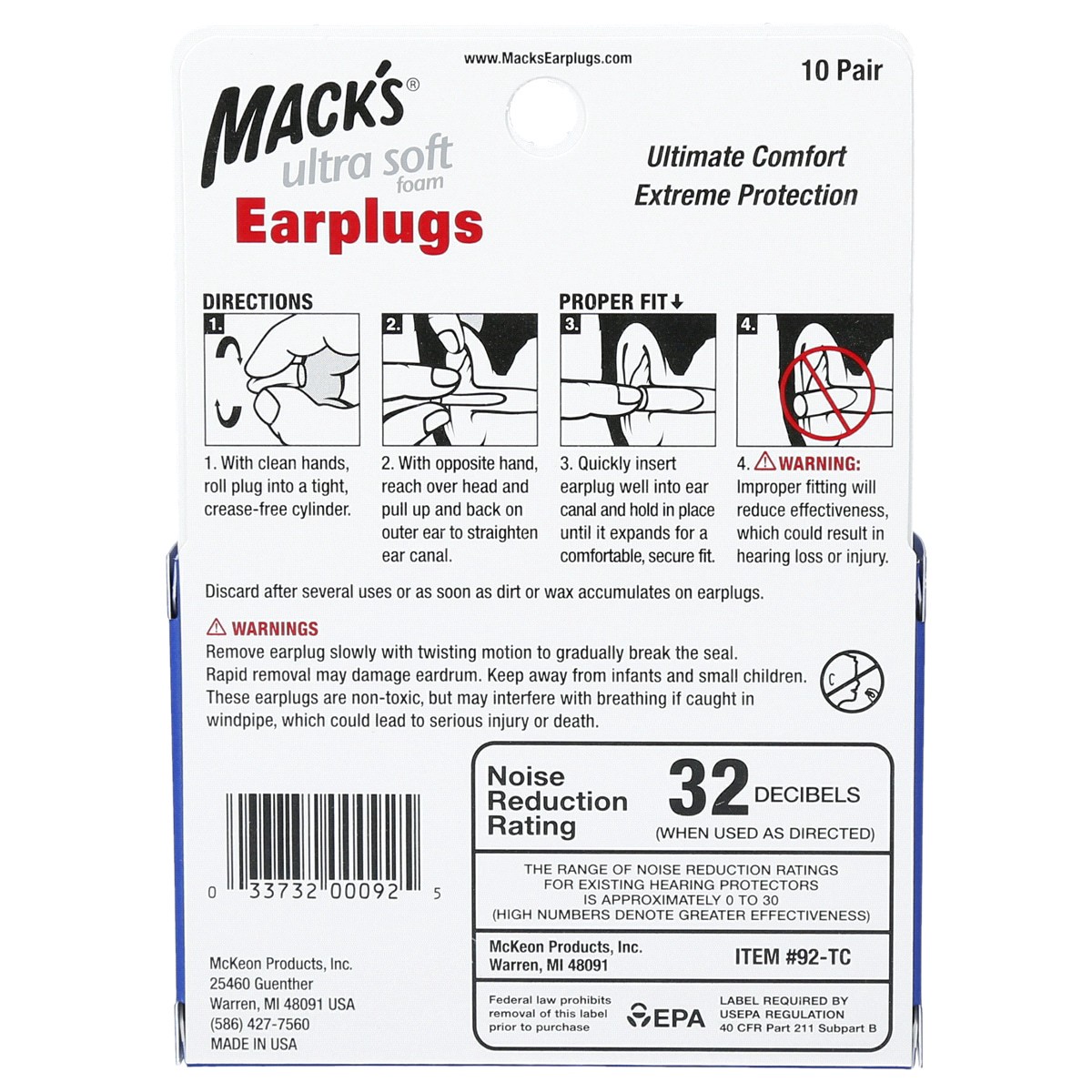 slide 2 of 2, Mack's Ultra SafeSound Foam Earplugs, 10 pair