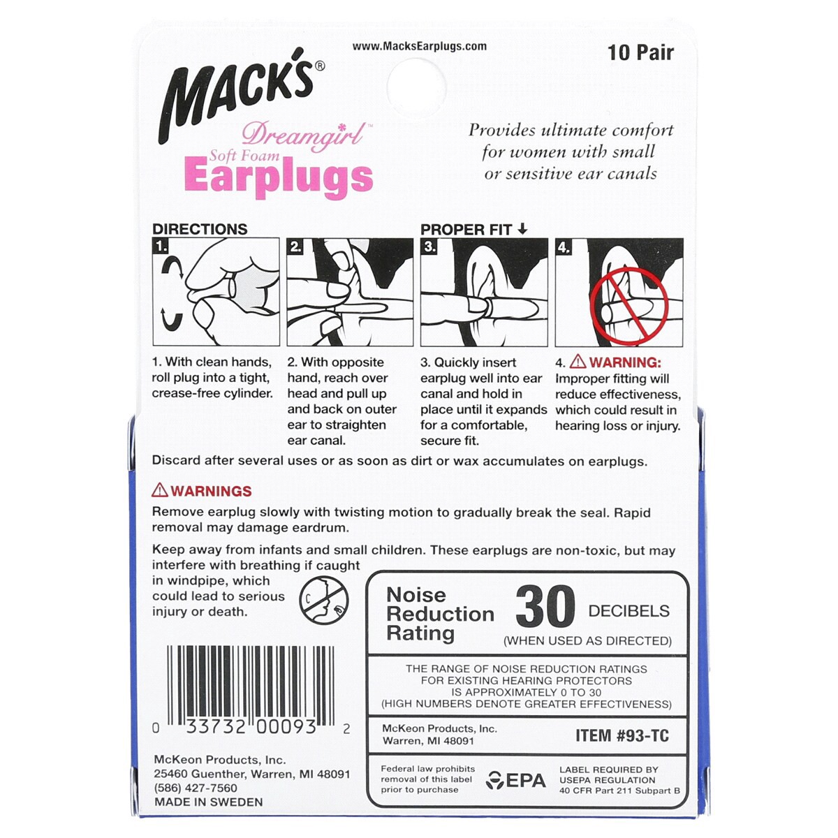 slide 2 of 2, Mack's Dreamgirl Foam Earplugs With Free Travel Case, 10 ct