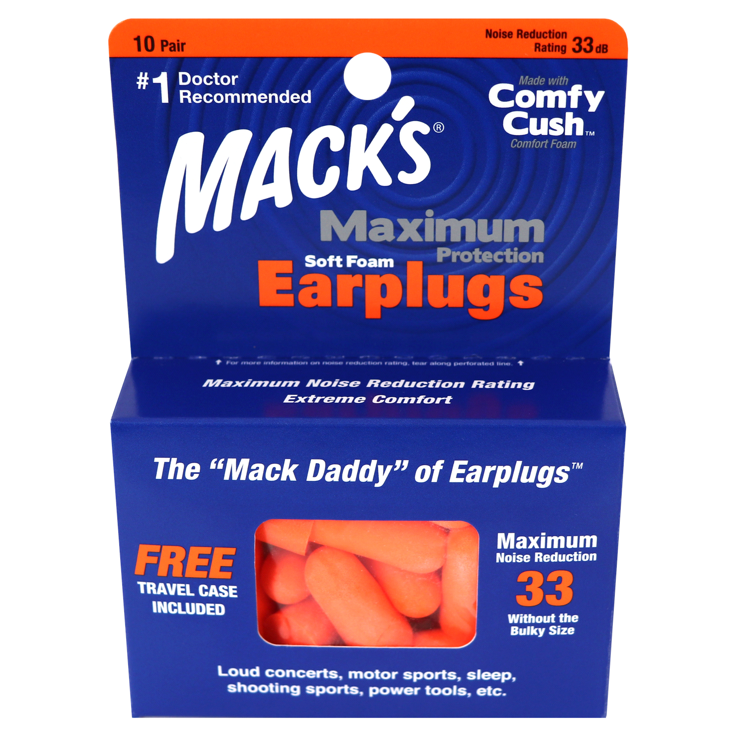 slide 1 of 2, Mack's Maximum Protection Soft Foam Ear Plugs, 20 ct