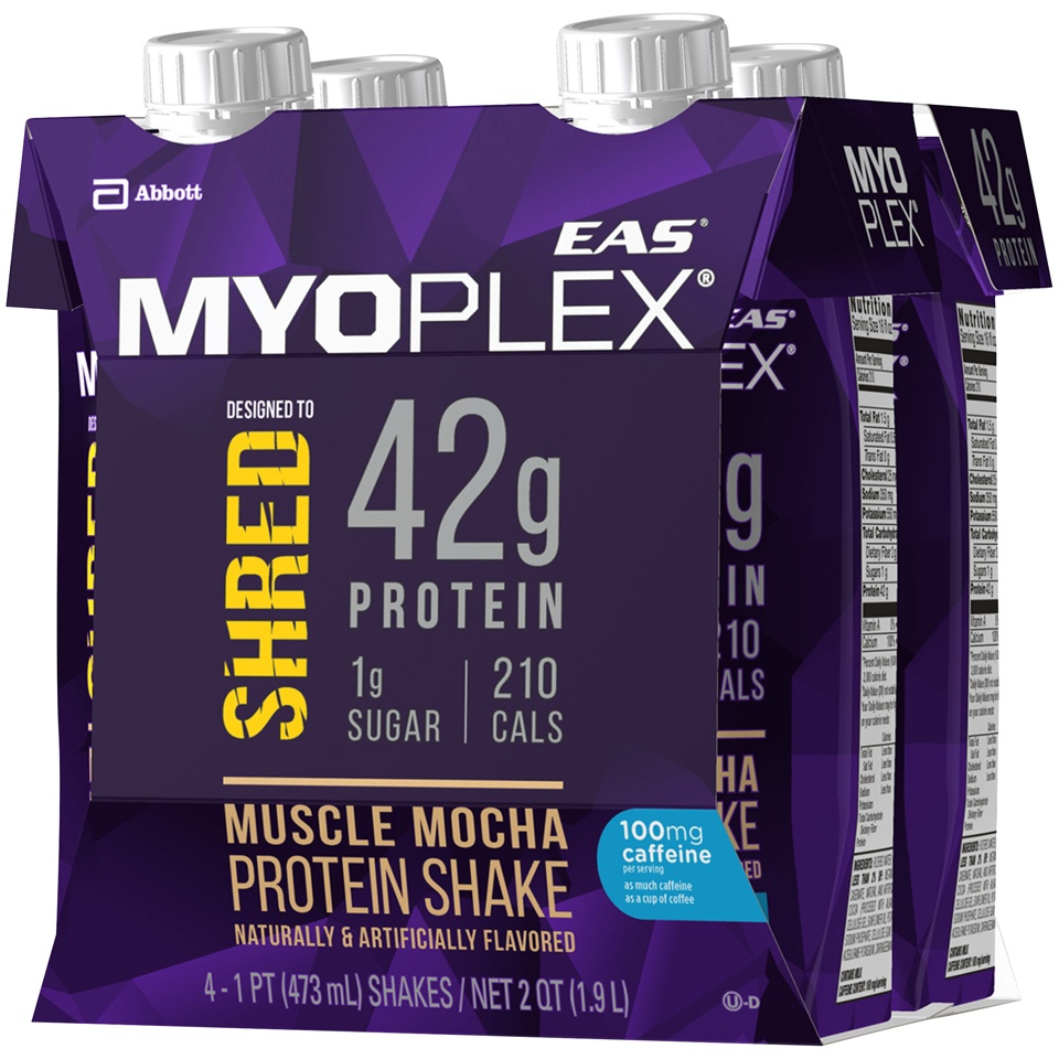 slide 3 of 3, EAS Myoplex Shred Nutritional Shake - Muscle Mocha Bottles, 4 ct; 16 fl oz