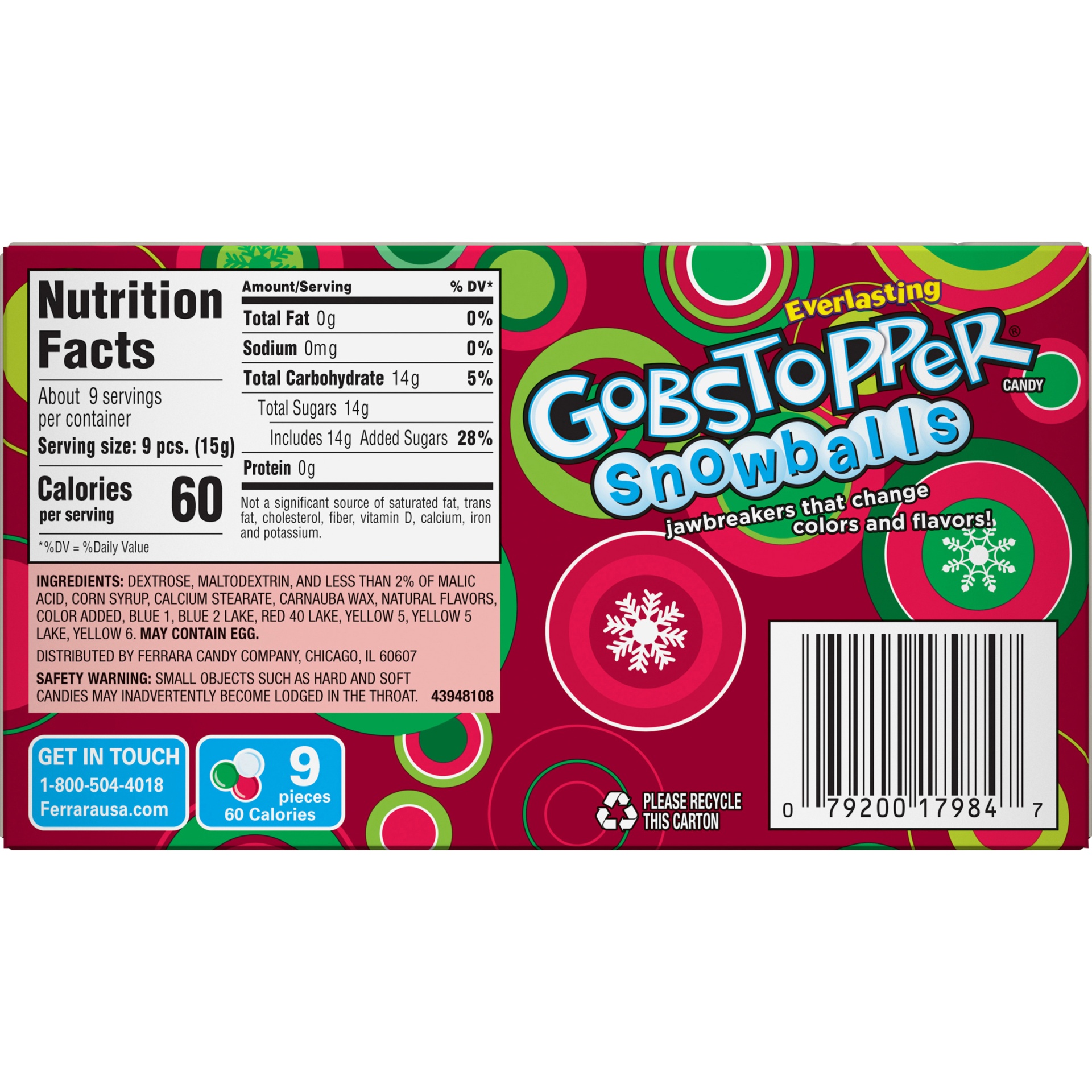 slide 2 of 8, Gobstopper Christmas Snowball Theater Box, 5 oz