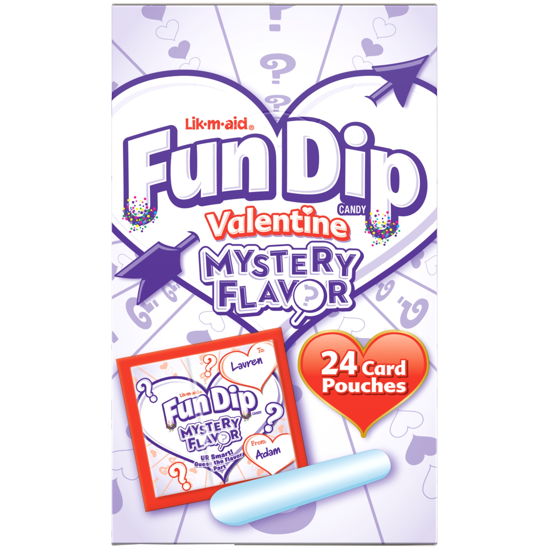 slide 6 of 8, Fun Dip Candy, Valentine, Mystery Flavor, 24 ct