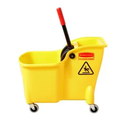 Rubbermaid Commercial Products 7.75-Gallons Down-Press Wringer Mop and Bucket Combo, Yellow