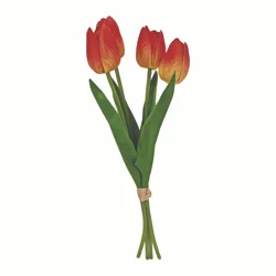Artificial Tulips Flowers 4 Stems Faux Tulip Flower Floral Arrangements Bouquet