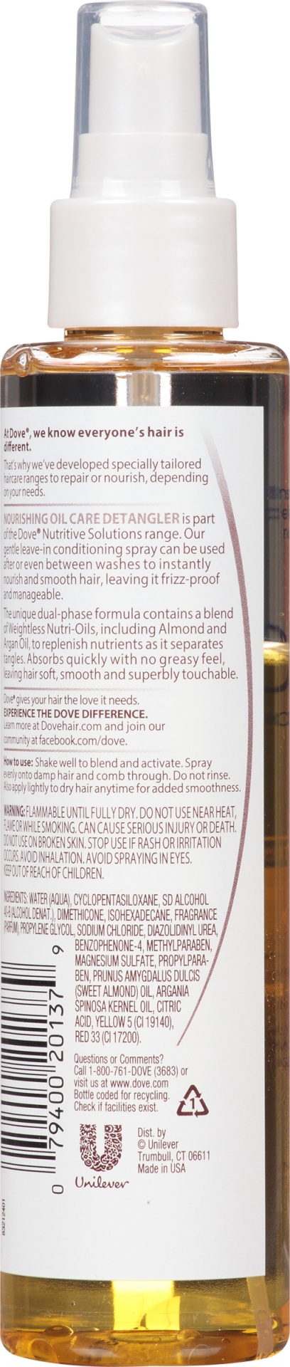 slide 4 of 5, Dove Nourishing Oil Care, Detangler, 1.4 oz