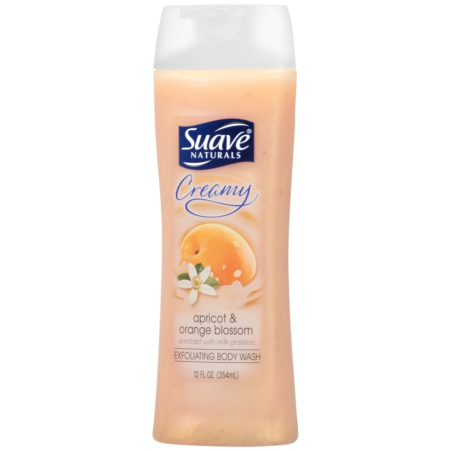 slide 3 of 3, Suave Body Wash, Exfoliating, Creamy, Apricot & Orange Blossom, 12 oz