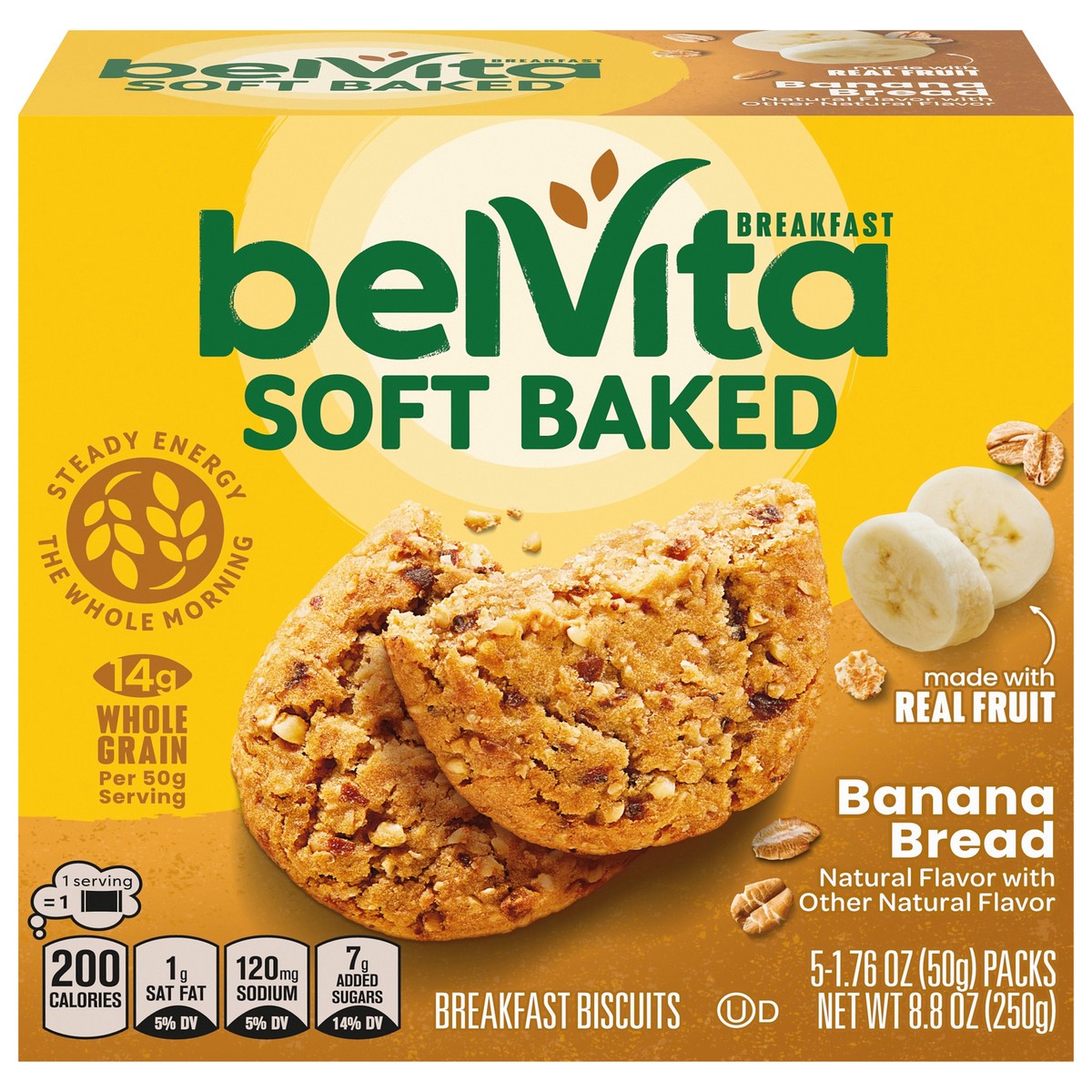 slide 1 of 9, belVita Soft Baked Banana Bread Breakfast Biscuits, 5 Packs (1 Biscuit Per Pack), 5 ct