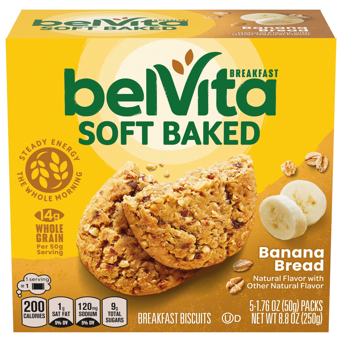 slide 1 of 9, belVita Soft Baked Banana Bread Breakfast Biscuits - 8.8oz/5ct, 5 ct; 8.8 oz