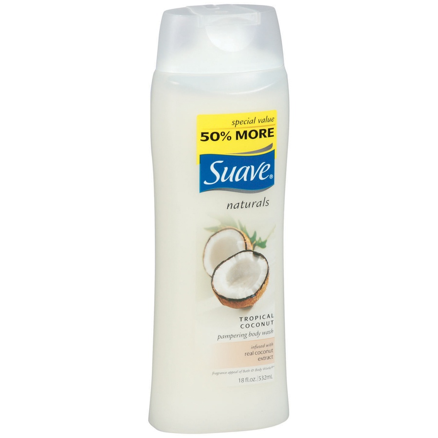 slide 2 of 3, Suave Naturals Creamy Tropical Coconut Body Wash, 18 fl oz