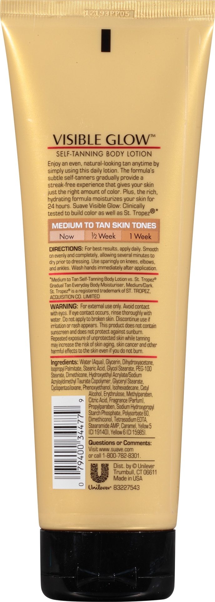 slide 6 of 7, Suave Professionals Visible Glow Self-Tanning Body Lotion, Medium to Tan, 7.5oz, 6.5 oz