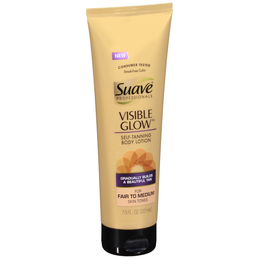 slide 4 of 7, Suave Professionals Visible Glow Self-Tanning Body Lotion For Fair to Medium Skin Tones, 6.5 oz