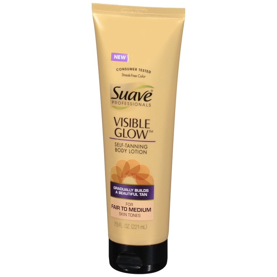 slide 5 of 7, Suave Professionals Visible Glow Self-Tanning Body Lotion For Fair to Medium Skin Tones, 6.5 oz