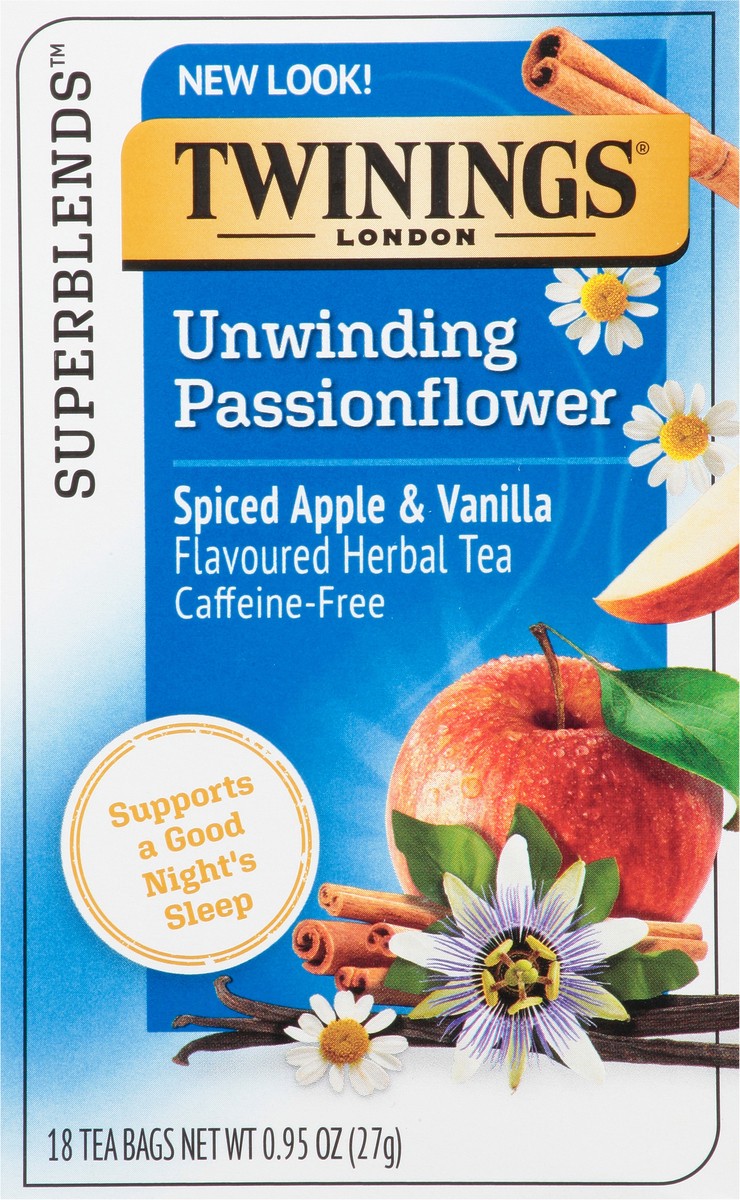 slide 4 of 9, Twinings Superblends Tea Bags Unwinding Passionflower Spiced Apple & Vanilla Herbal Tea 18 Tea Bags - 18 ct, 18 ct