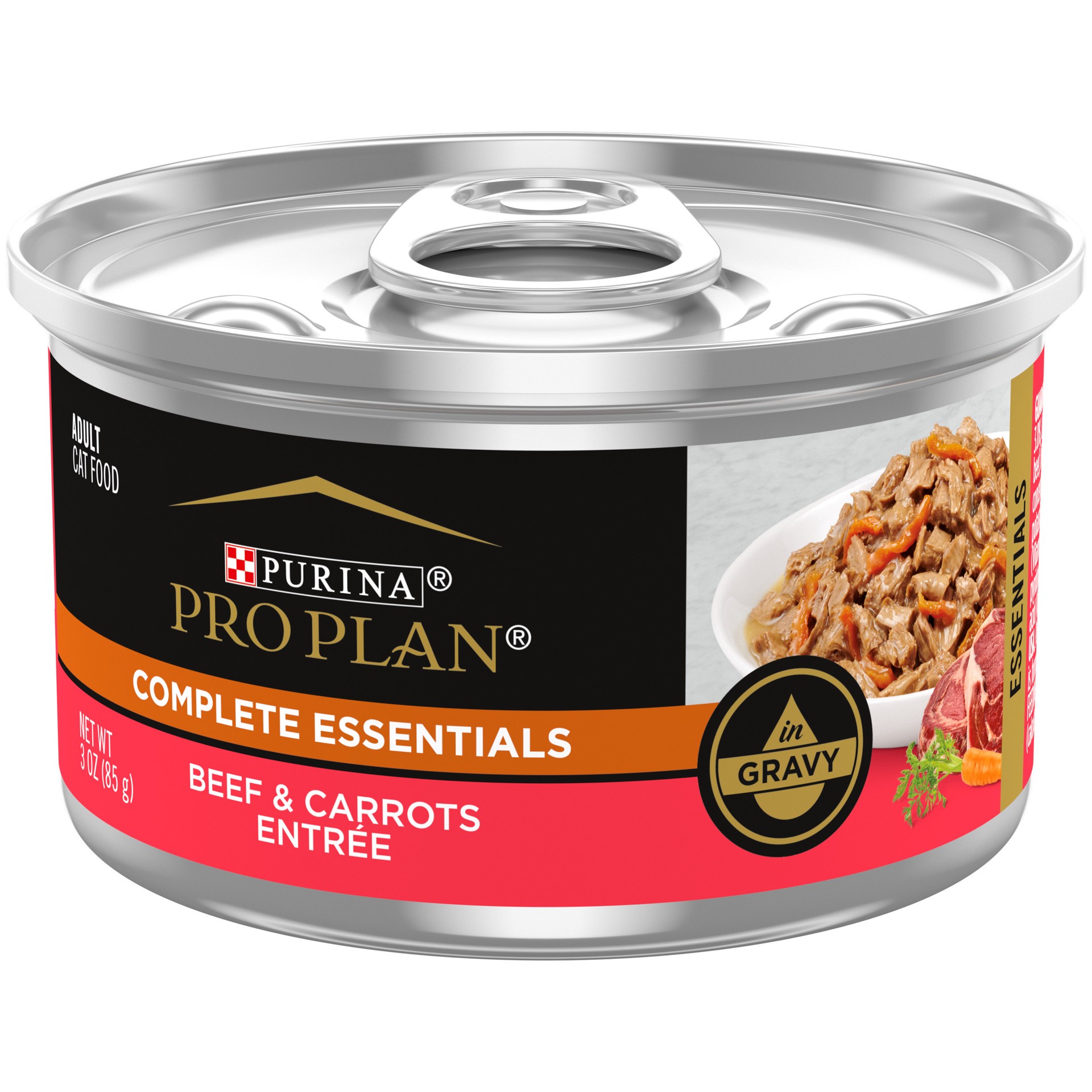 slide 1 of 2, Purina Pro Plan High Protein Cat Food Wet Gravy, Beef and Carrots Entree, 3 oz