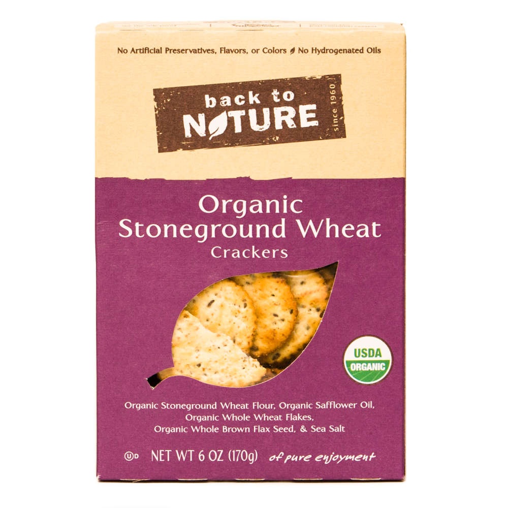 slide 1 of 1, Back to Nature Crackers, Organic, Stoneground Wheat, 6 oz