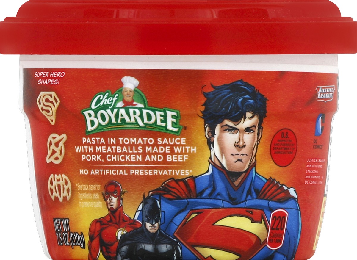 slide 3 of 3, Chef Boyardee Super Hero Pasta with Meatballs in Tomato Sauce, 7.5 Oz., 7.5 oz