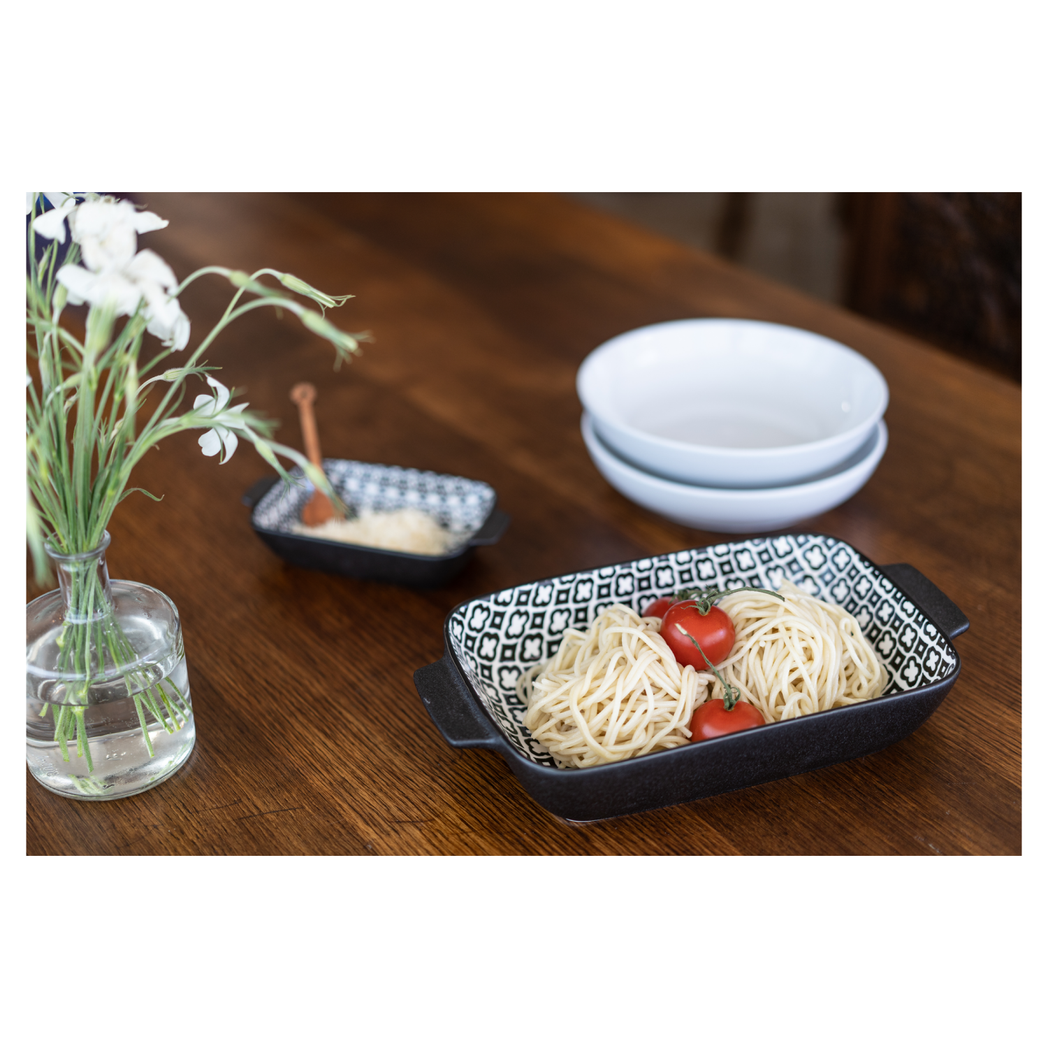 slide 4 of 6, Bia Large Black Baker Dish Geo 1.75qt, 1.75 qt