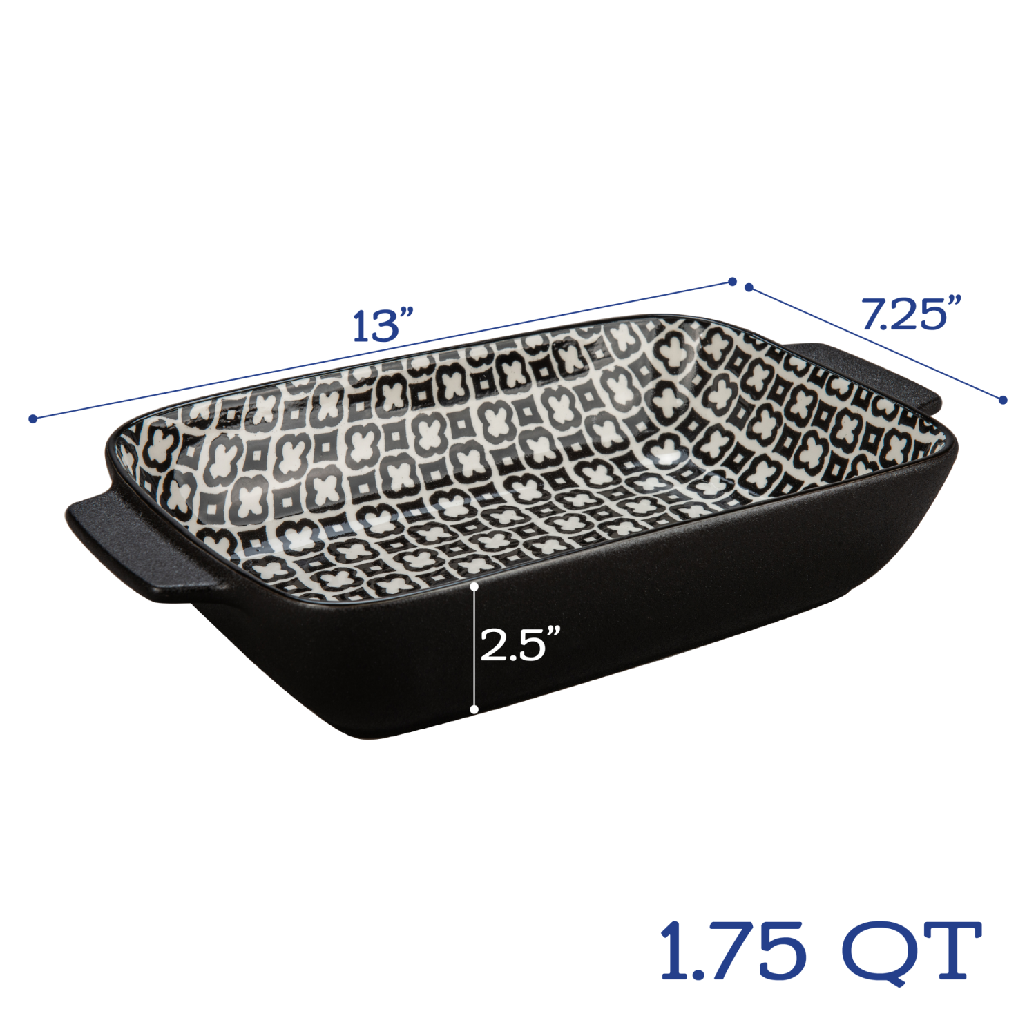 slide 5 of 6, Bia Large Black Baker Dish Geo 1.75qt, 1.75 qt