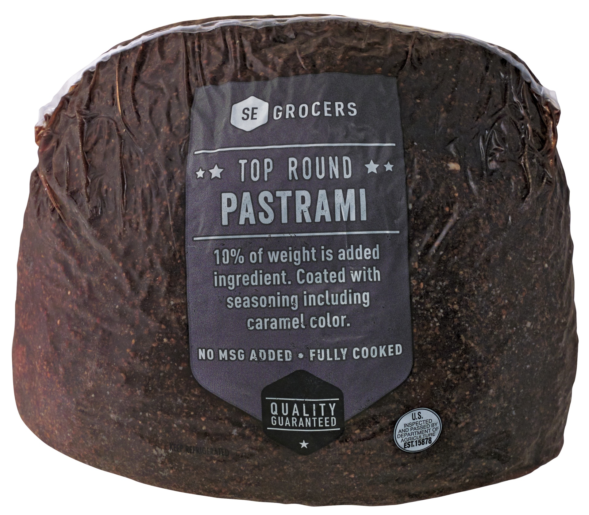 slide 1 of 1, SE Grocers Top Round Pastrami, per lb