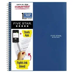 Five Star Blue 1 Subject College Ruled Spiral Notebook
